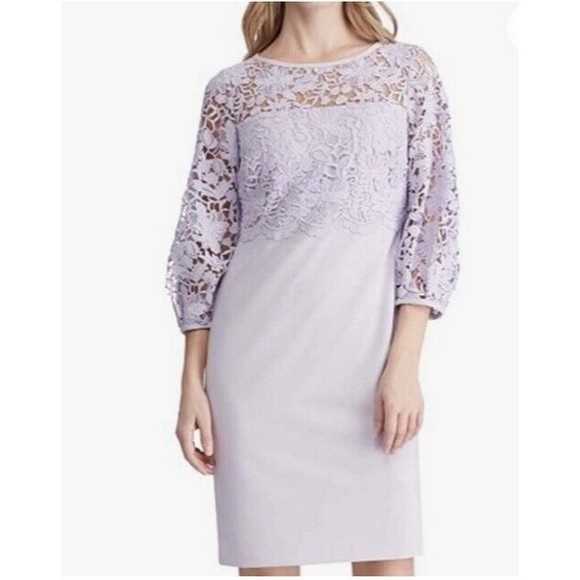 LAUREN RALPH LAUREN Women's Size 6 Orchid Floral Lace Sheath Dress - Picture 1 of 12